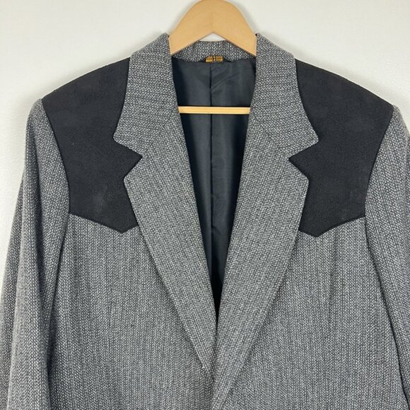 VTG Pioneer Wear Country Gentleman Wool Leather Patch Sport Coat 48L Blazer - Picture 2 of 12